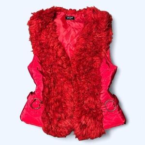 Y2K Red Fur Puffer Vest by Wet Seal!